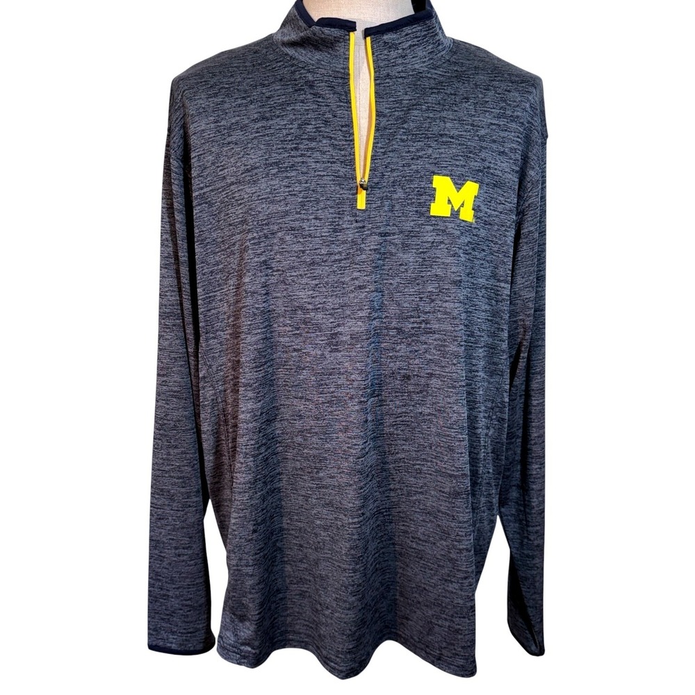 Mens University of Michigan Pullover Shirt Quarter Zip Size XL Long Sleeve Logo